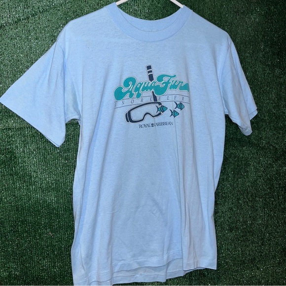 Vintage Other - vintage 80s Royal Caribbean Aqua Fun Snorkeling Blue Single Stitch Shirt L